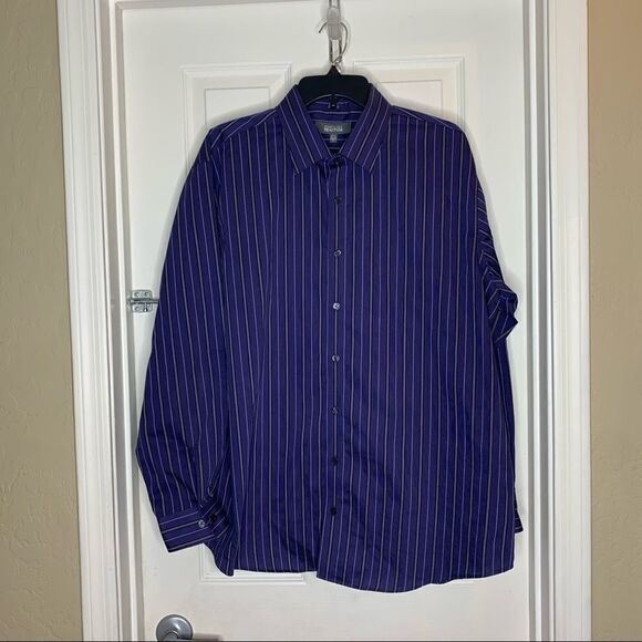 Kenneth Cole Reaction Blue Striped Button Down Shirt - Picture 2 of 9